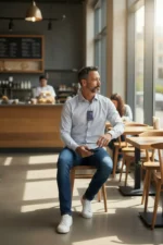 ⁦חולצה מכופתרת 100% כותנה סקיני נון איירון⁩ – תמונה ⁦4⁩