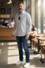 חולצה מכופתרת 100% כותנה סקיני נון איירון